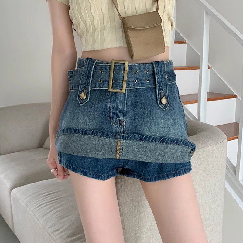 夏季大码辣妹牛仔裙裤半身裙女胖mm新款梨形身材高腰显瘦a字短裙