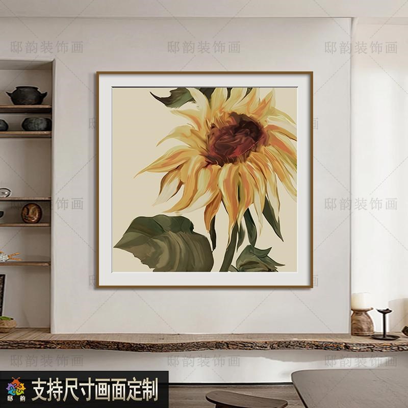 样板间卧室床头软装挂画民宿客厅A正方形晶瓷画酒店房间包间装饰
