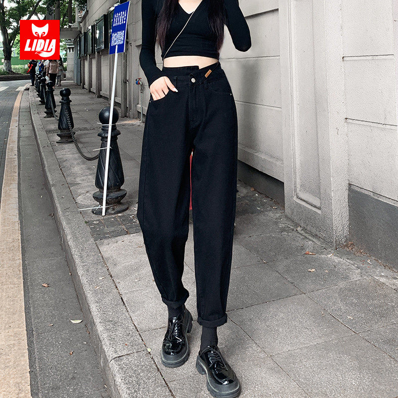 高腰萝卜裤哈伦牛仔裤女小个子夏季2025新款宽松显瘦显高老爹裤子