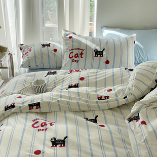卡通简约清新被套单件1n60x210单双人150x210全棉被罩150x215