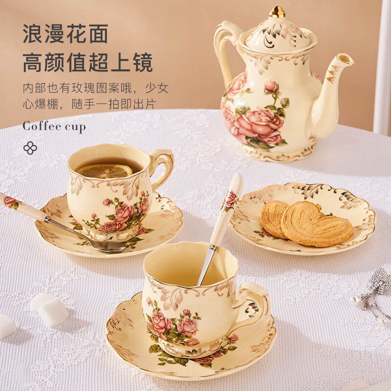 陶瓷杯子欧式咖啡杯碟 陶瓷咖啡杯 陶瓷咖啡杯碟套装