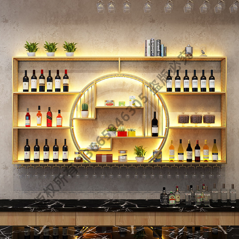 壁挂酒架酒行发光酒柜酒吧铁艺挂墙红酒架定制R红酒杯架简约收纳