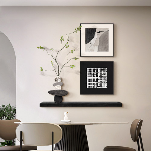 时来运转餐厅装饰画2024新款客C厅玄关挂画黑白灰餐桌背景墙面壁
