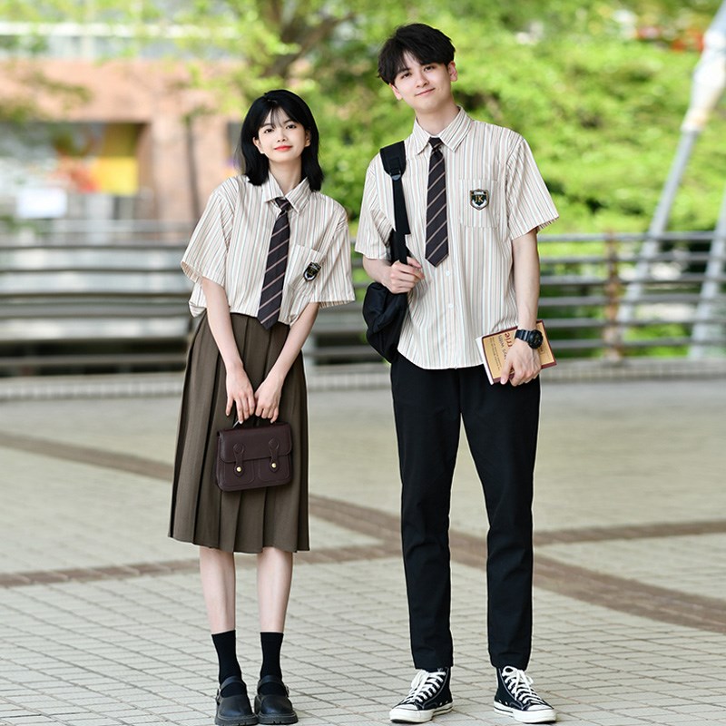 班服学院风高中生毕业照演出套装夏季2023新款Q韩版学生衬衣宽松