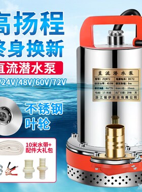 直流潜水泵12V24V48V60V72V电瓶车水泵家用农田灌溉大流量抽水泵