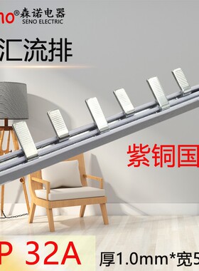 电气汇流排国标紫铜 空开连接排 梳妆母排2P 32A 接线铜排 短接排