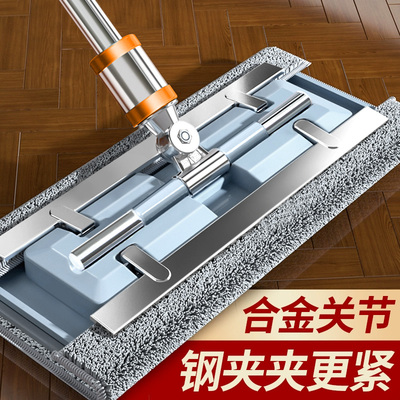 夹布平板拖把2023新款一拖净家用懒人H夹抹布毛巾木地板专用墩拖