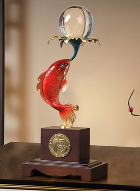 年年有余招e财铜鱼摆件客厅玄关酒柜电视柜工艺品家居装饰乔迁礼