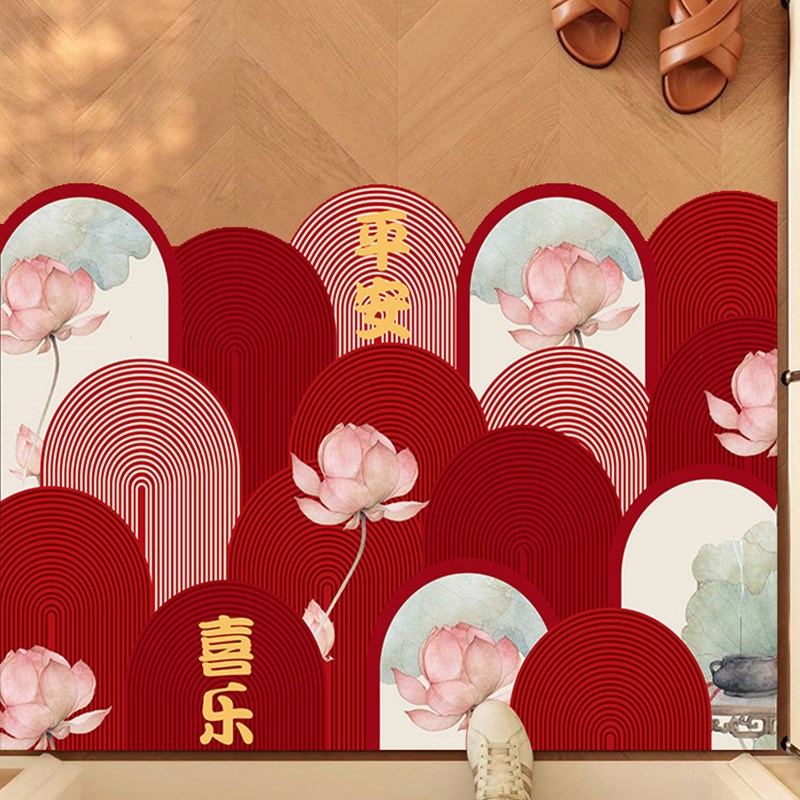 新年地垫入户门地垫进门大门口门垫红色喜庆家用202V5新款过年地