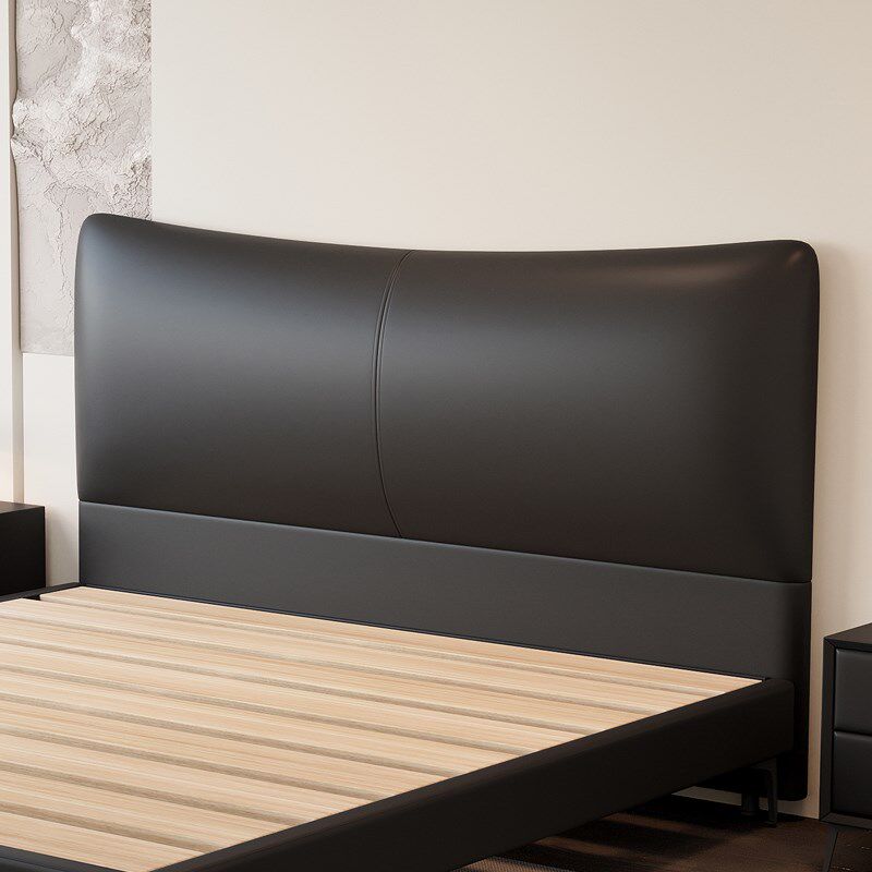 超薄轻奢实d木软包床头单买一体落地双人家用卧室2025新款床板靠