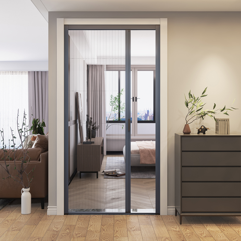 纱门防蚊门隐形推拉门帘纱帘免打孔家用高档夏季铝T合金折叠纱窗