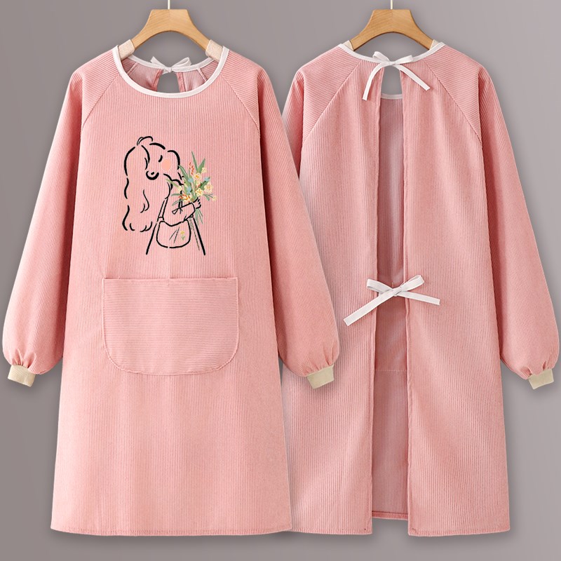 罩衣202e4新款家用厨房长袖围裙防水防油上班专用高级感年轻款女