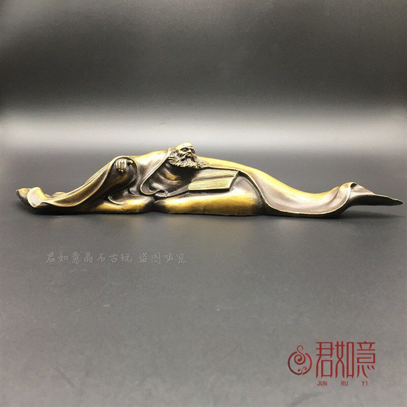 黄铜达摩祖师禅意摆件铜达摩镇纸佛像铜器桌面铜摆件镇尺文房用品