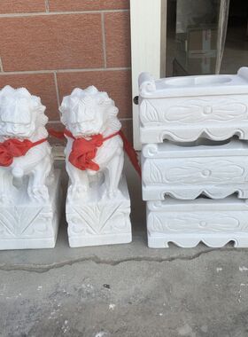 石雕供桌供品台墓前花瓶公墓香炉祠堂祭祀大理石供台小号狮子摆件