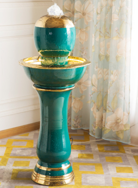 创意简约循环陶瓷流水器u喷泉招财客厅办公室家居摆件开业礼品