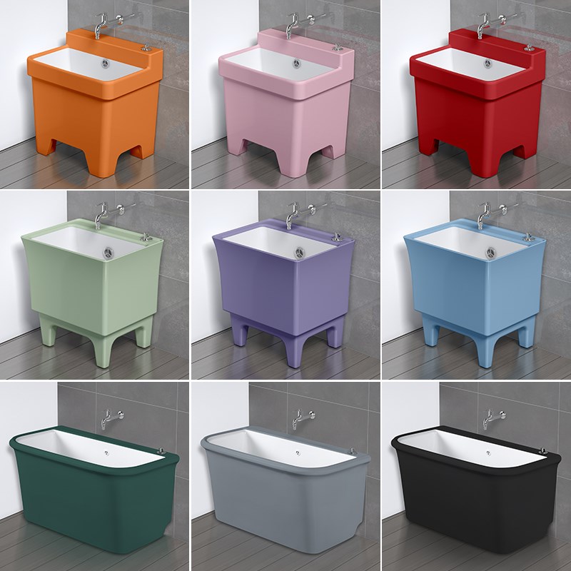 落地式陶瓷彩色阳台洗拖布池墩布池拖布盆拖把P池拖把槽拖把盆地