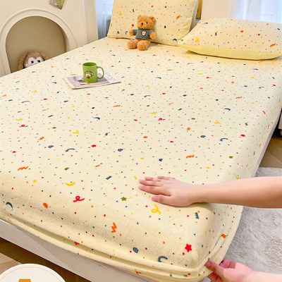 牛奶绒床笠单件加厚加绒床罩床垫套家用单人珊瑚绒U床垫防尘保护