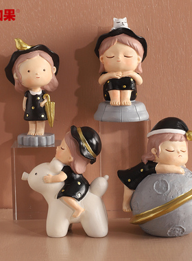 可爱少女摆件家居饰品创意t办公室桌面装饰is房间小摆设生日礼物