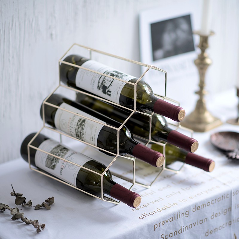 北欧蜂巢金色红酒架o摆件创意葡萄酒架子家用客厅酒柜展示架简约