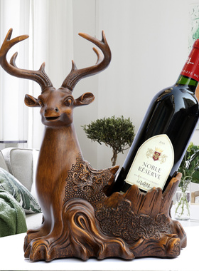 北欧麋鹿酒架创意玄关客厅t酒吧装饰品个性家居酒柜摆件鹿头红酒