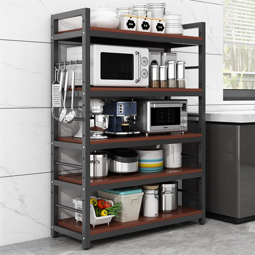 厨房置物架落地多层货架微波炉电器锅具收纳架家用多功能储物架子