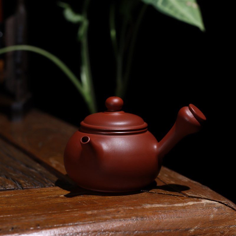 潮州特色原矿朱泥手拉壶功夫茶壶吴嘉麒侧M把壶全手工小巧福容壶