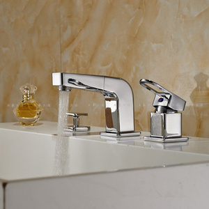 九思睿达 全铜冷热浴室柜水龙头 面盆可抽拉分体三件套组合龙头