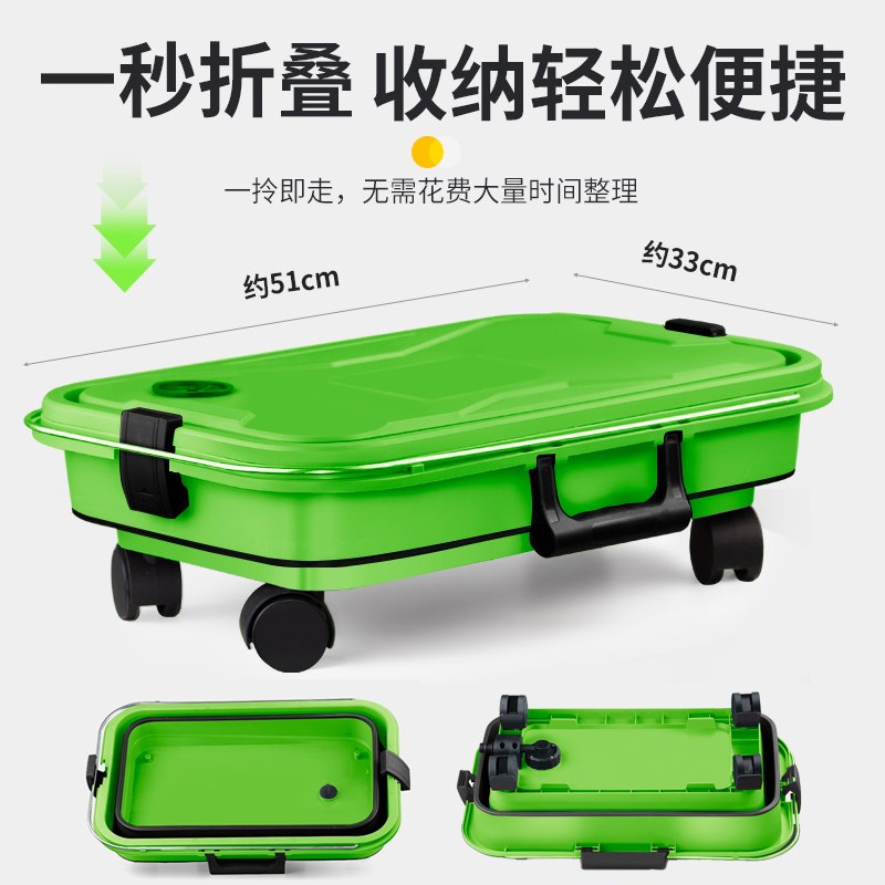 洗车水桶带轮户外大n容量移动收纳箱洗车机水枪接水箱可折叠桶