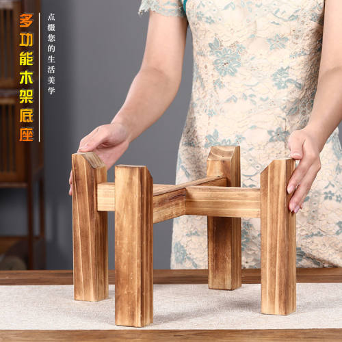 油缸水缸鱼缸底j座实木木架茶托盘石磨盘水缸盆多用途置物架子