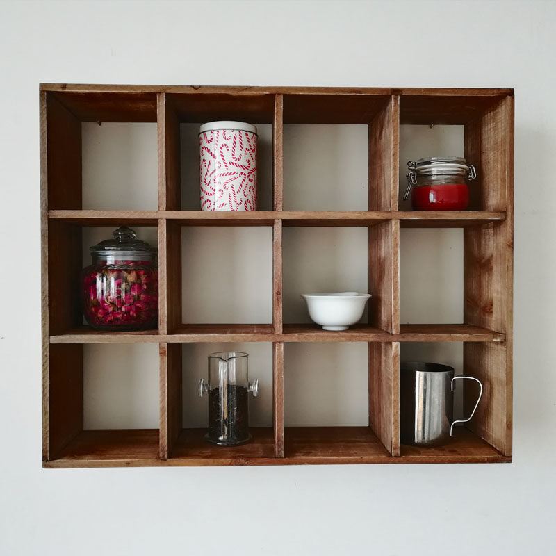 田园房间装饰品放东西q的茶具咖啡杯子收纳置物架搁板挂墙上实木