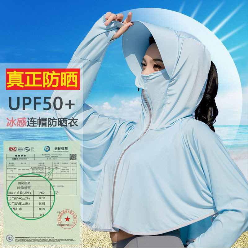 电动车防晒帽女士2024新款防晒衫长袖薄款自行车遮阳口罩一体冰丝
