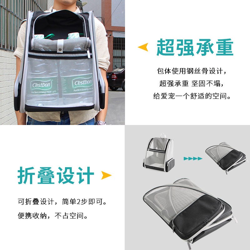 宠物背包外c出便携带可折叠双肩猫咪书包小型狗狗外带冬天透气笼
