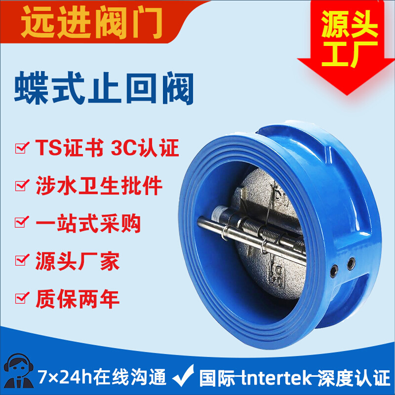 双瓣铸铁止回阀 双瓣式铸铁止回阀 对夹止回阀 远进阀门