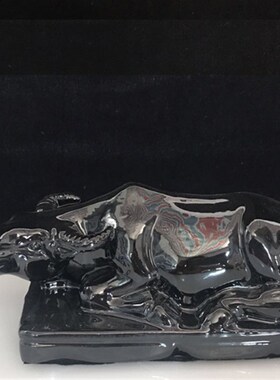 卧牛水牛黄色的牛厕所摆件中y式家居装饰品陶瓷牛耕牛型的工艺品