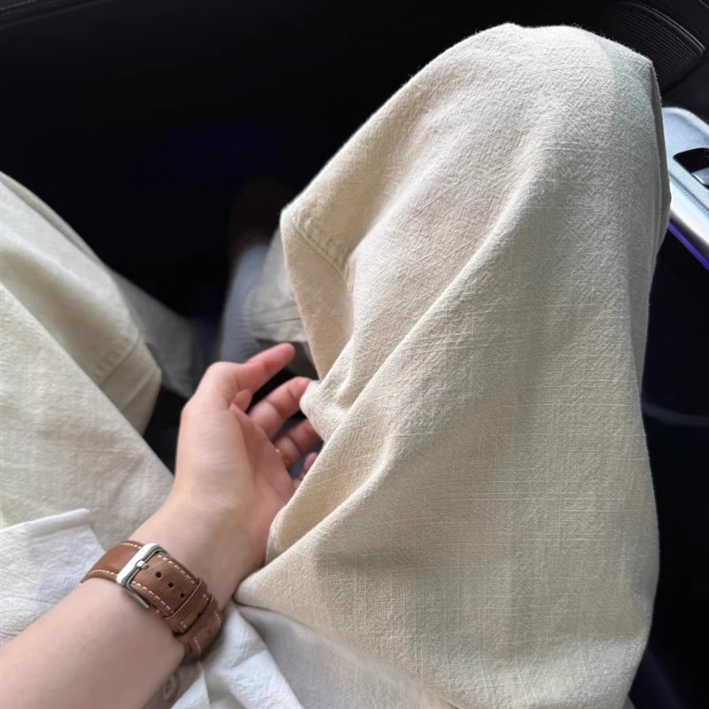 夏季新款裤子日系慵懒坠感男女纯色宽松直筒裤休闲长裤棉质阔腿裤
