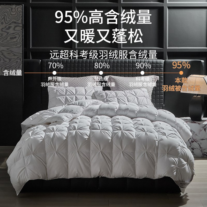 大朵白鹅绒被95白鹅绒春秋被加厚保暖冬被子单双人被芯.鹅绒羽绒