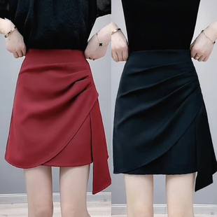 不规则半身裙女春季a字短裙2025新款夏季薄款小个子包臀西装裙子