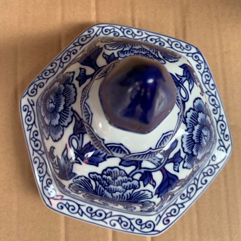 青花瓷仿古e古典新中式陶瓷储物罐玄关摆件客厅法式陶瓷插花花瓶