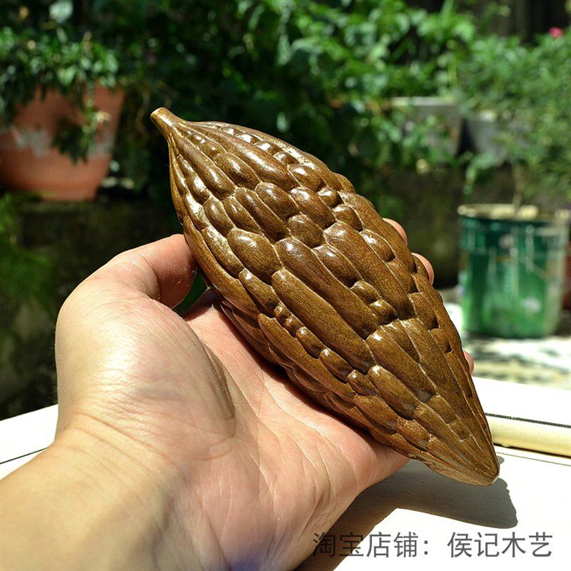 手工金丝楠木雕苦瓜苦尽甘来手把件文玩手把玩件手工雕件小摆件