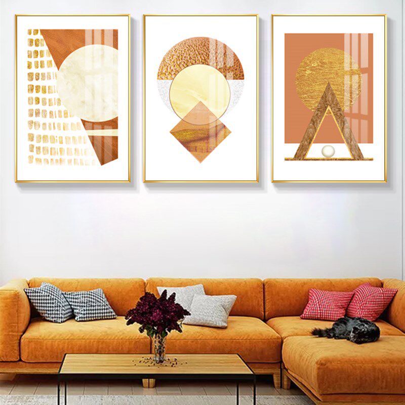 现代简约抽象画客厅橙色装饰x画免打孔挂画沙发背景墙极简酒店壁