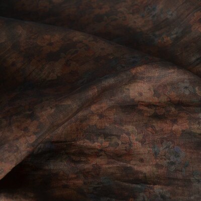 天一国际36支水洗纯亚麻印花布料民族风连衣裙袍子衬衫服装面料