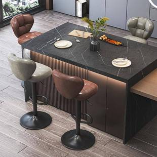 设计AJU用轻奢家不锈钢吧台椅升子降巴台櫈现代师简约岛台吧凳高