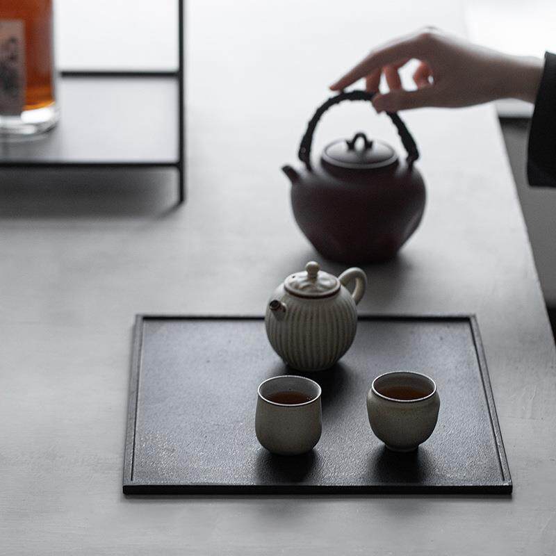 天然乌金石盘小型干泡台壶承茶承小方乌金托盘小茶茶台轻现代简奢