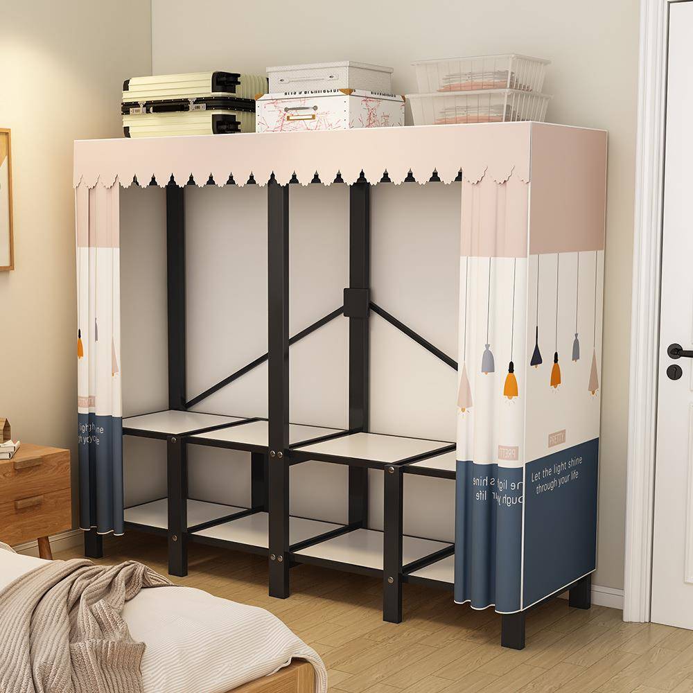 钢衣柜卧室家固用简易现代SAW简约出租用管房加粗加组装收纳柜挂