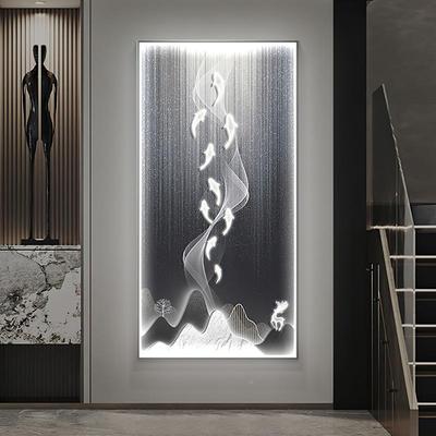 九TSY鱼图入户门玄关装饰画led灯画正寓意好壁过画对轻奢走廊道挂