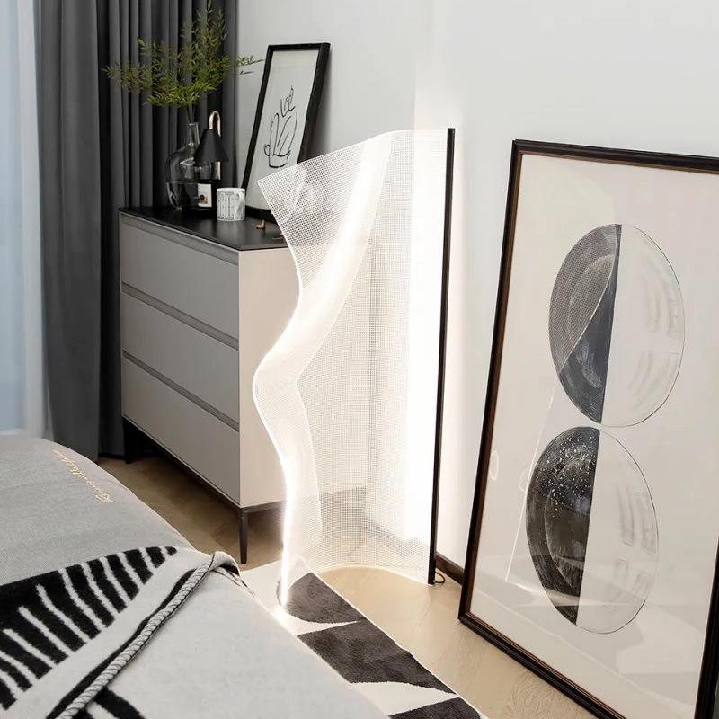 极简设计师厅落地灯客卧室艺房术性亚克力流光灯间床个/头氛围台