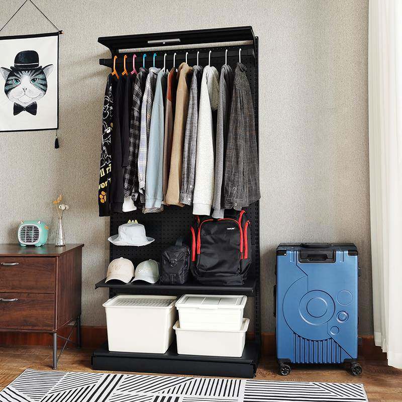 IL金属洞洞物板放式艺衣柜收纳开简易步入式货架无品牌/衣帽间铁