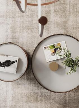 意式现代轻奢茶几小户师型约客厅设简计家具创意马鞍皮奶油风CWP