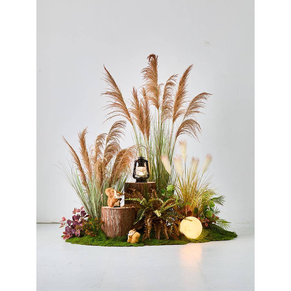 网红真芦造景植室内JAB仿楼梯下墙角景观苇装饰摆件仿生绿植假物