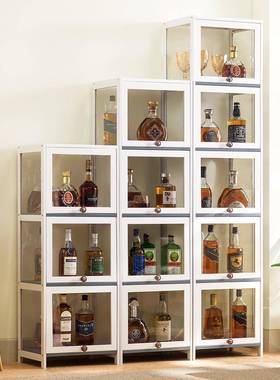 酒柜展示柜现代简木边约餐柜靠网红小酒AEZ架欧式墙客厅实置物架